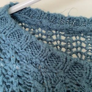 Bohemian large knit blue sweater